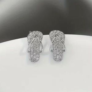 NIP Silver Pierced Zircon Flip Flop Earrings